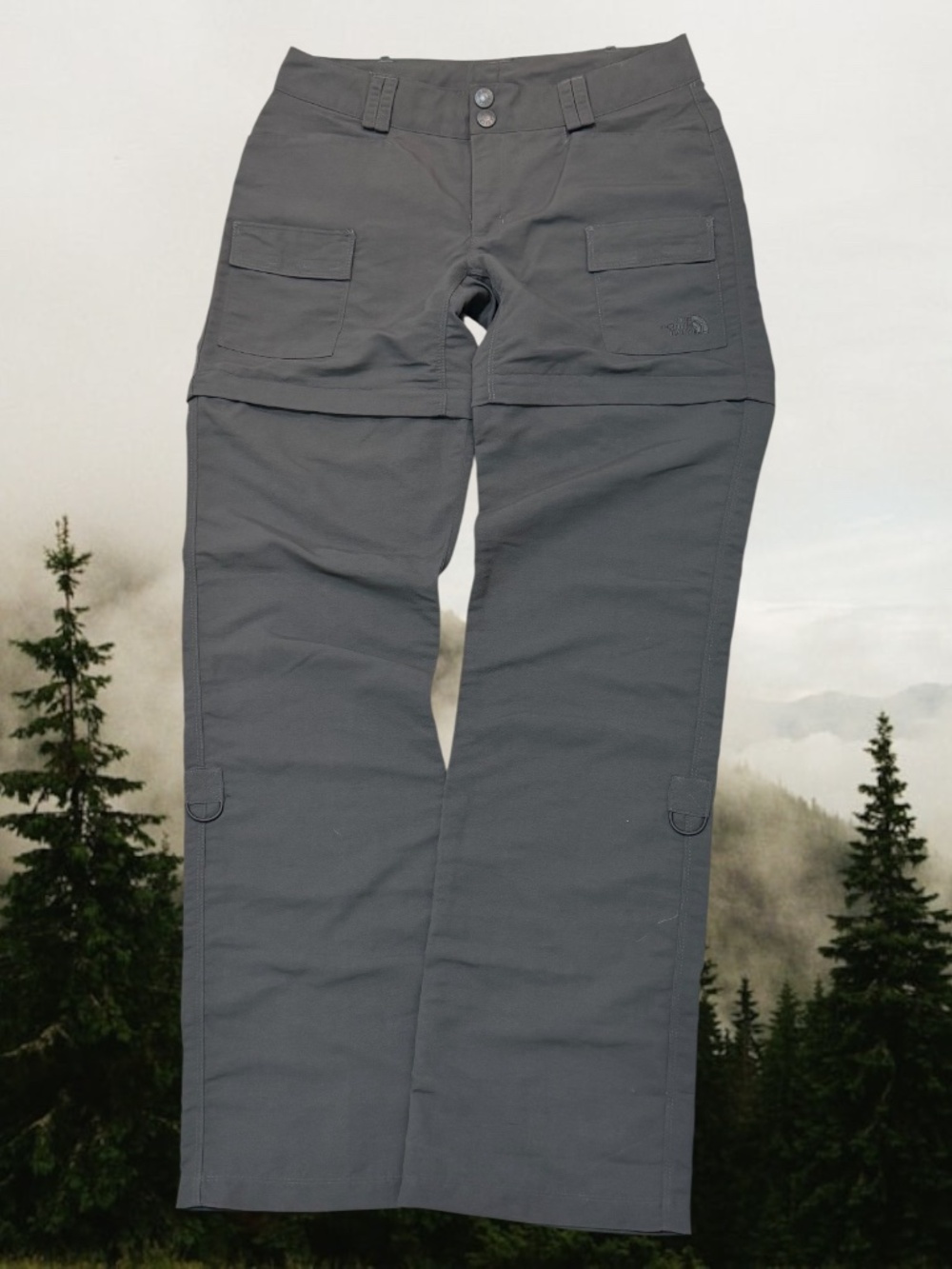 NORTH FACE Tekware Asphalt Gray Conv. Hiking Pants UPF 30 Quick Drying 4L NWT